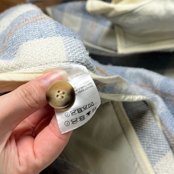 Reformation Ainslie Button Up Flannel Oversized Jacket Light Blue White Plaid L - Picture 5 of 12